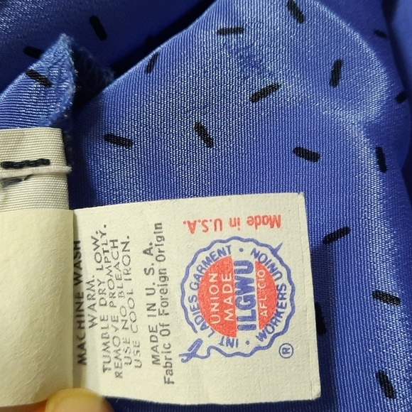 Vintage 80s Day Dress size Large Union Made Peplum Midi Elastic Waist - Picture 11 of 11